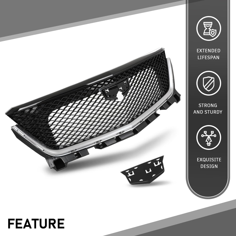 G-PLUS Front Bumper Grille Grill Compatible with Cadillac XT6 2020-2021 84758562 Black and Chrome