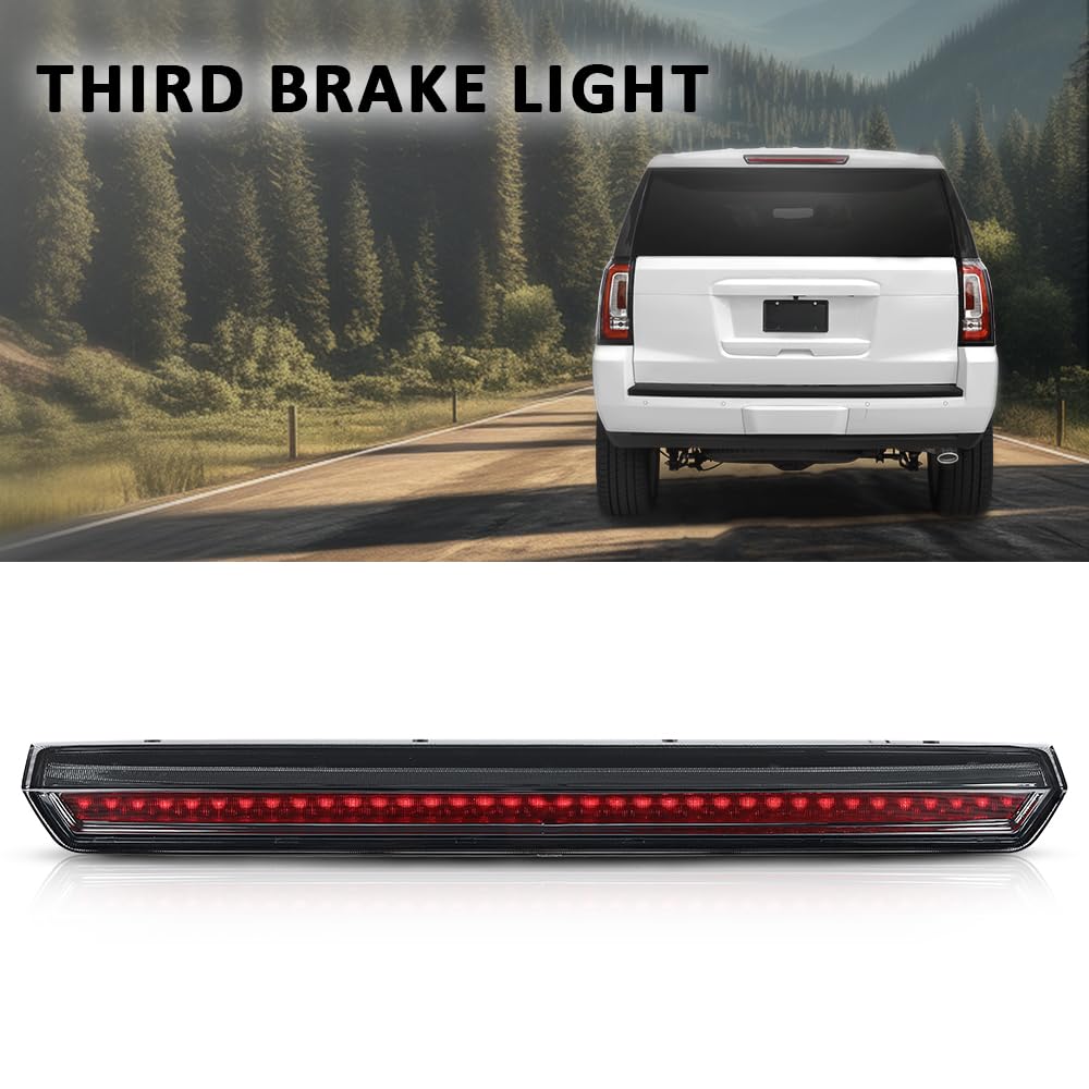 G-PLUS 3rd Third Brake Light Compatible with GMC Yukon/Yukon XL 2015-2020, Fit Cadillac Escalade/Escalade ESV 2015-2020, High Mount Cargo Lamp, Clear Lens Black Housing, 22783103