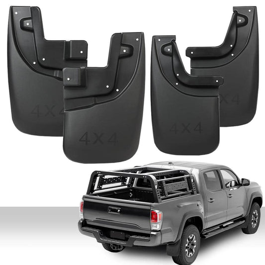 G-PLUS Heavy Duty Molded Mud Flaps Compatible with Toyota Tacoma w/Fender Flares 2005-2015 4PCS Mud Guards Splash Front & Rear Mudguards Black