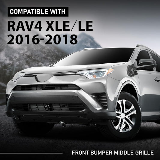 G-PLUS Front Bumper Center Middle Grille With Camera Option Compatible with Toyota Rav4 XLE LE 2016-2018 TO1036177 Grill