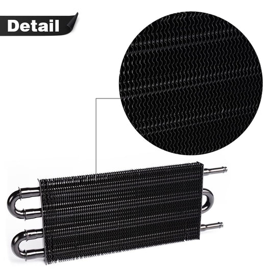 G-PLUS 4 Row AN6 Universal Aluminum Remote Transmission Oil Cooler/Auto-Manual Radiator Converter Black