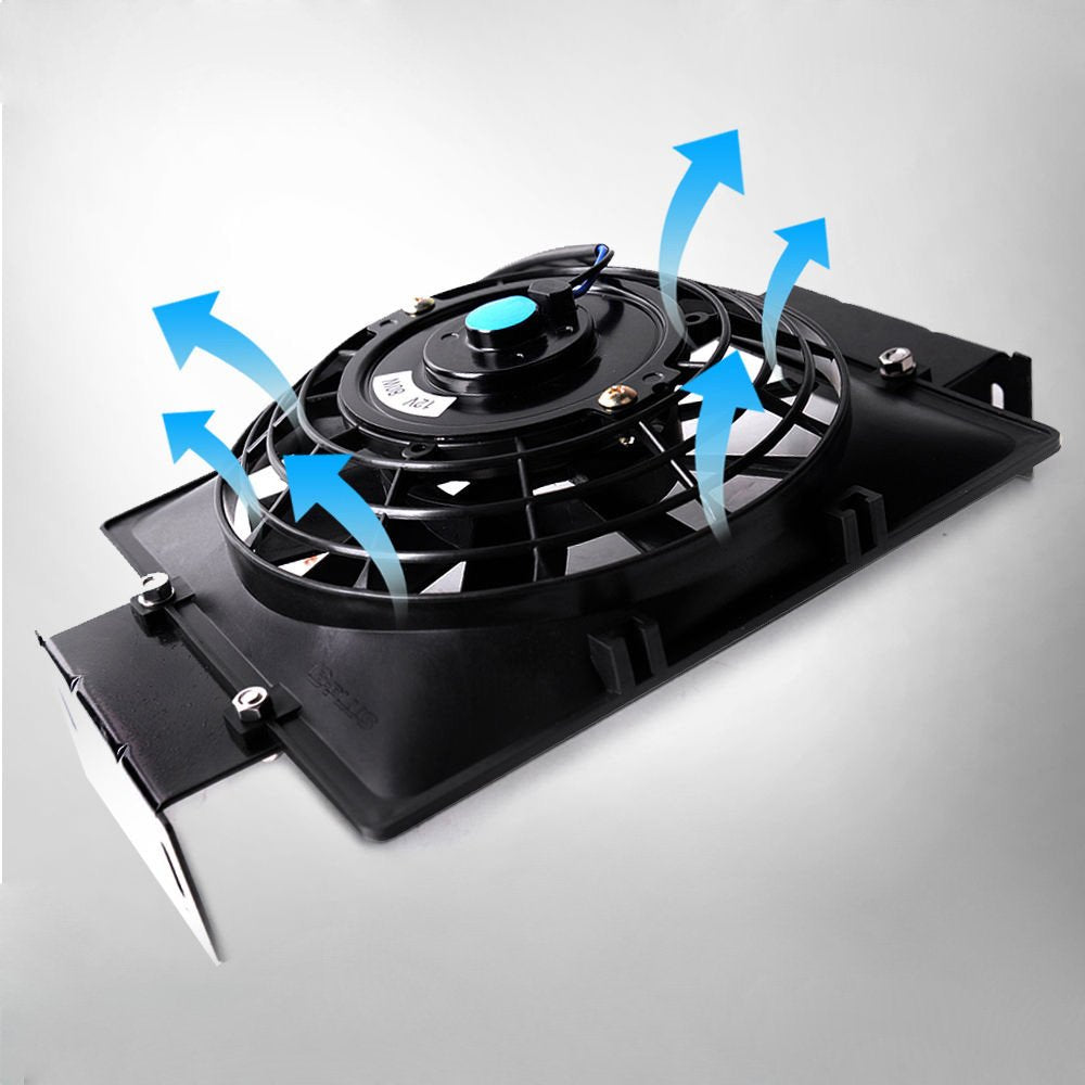 30 ROW AN10 Universal Engine Aluminum Oil Cooler Kit + 7" Electric Cooling Fan + Oil Filter Adapter Kit