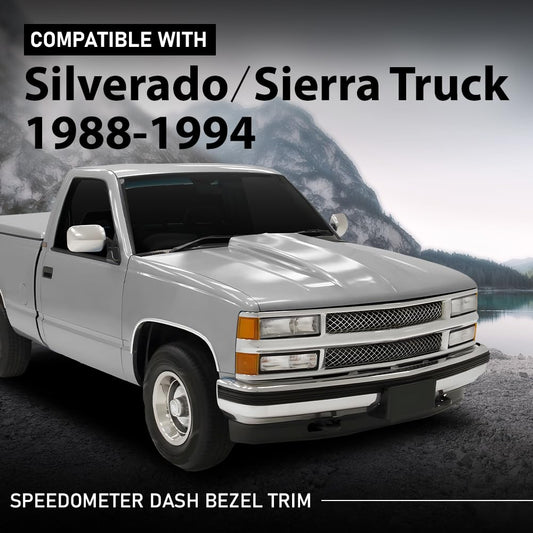 G-PLUS Speedometer Dash Bezel Tirm Panel Compatible with Chevy Silverado GMC Sierra Truck 1988 1989 1990 1991 1992 1993 1994 (Black ABS Plastic)