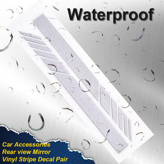 G-PLUS Rearview Mirror Carbon Fiber 5D Sticker Vinyl Stripe Decal Compatible with Car Accessories,2Pcs/Set (Silver)