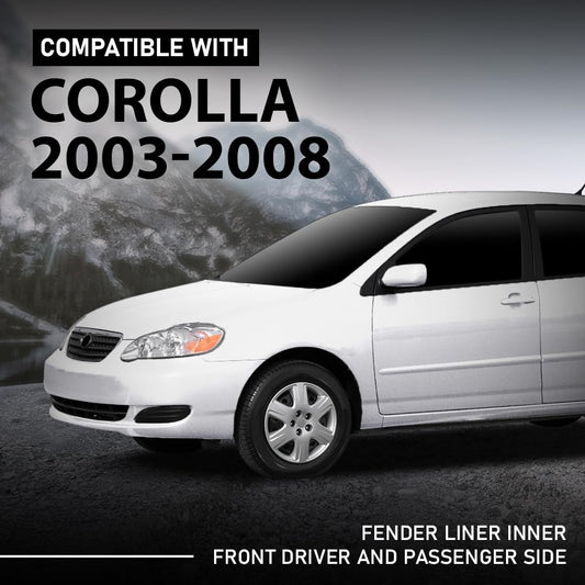 G-PLUS Inner Fender Liner Set Front Left and Right 2Pc Compatible with Toyota Corolla Sedan 2003-2008 TO1249119