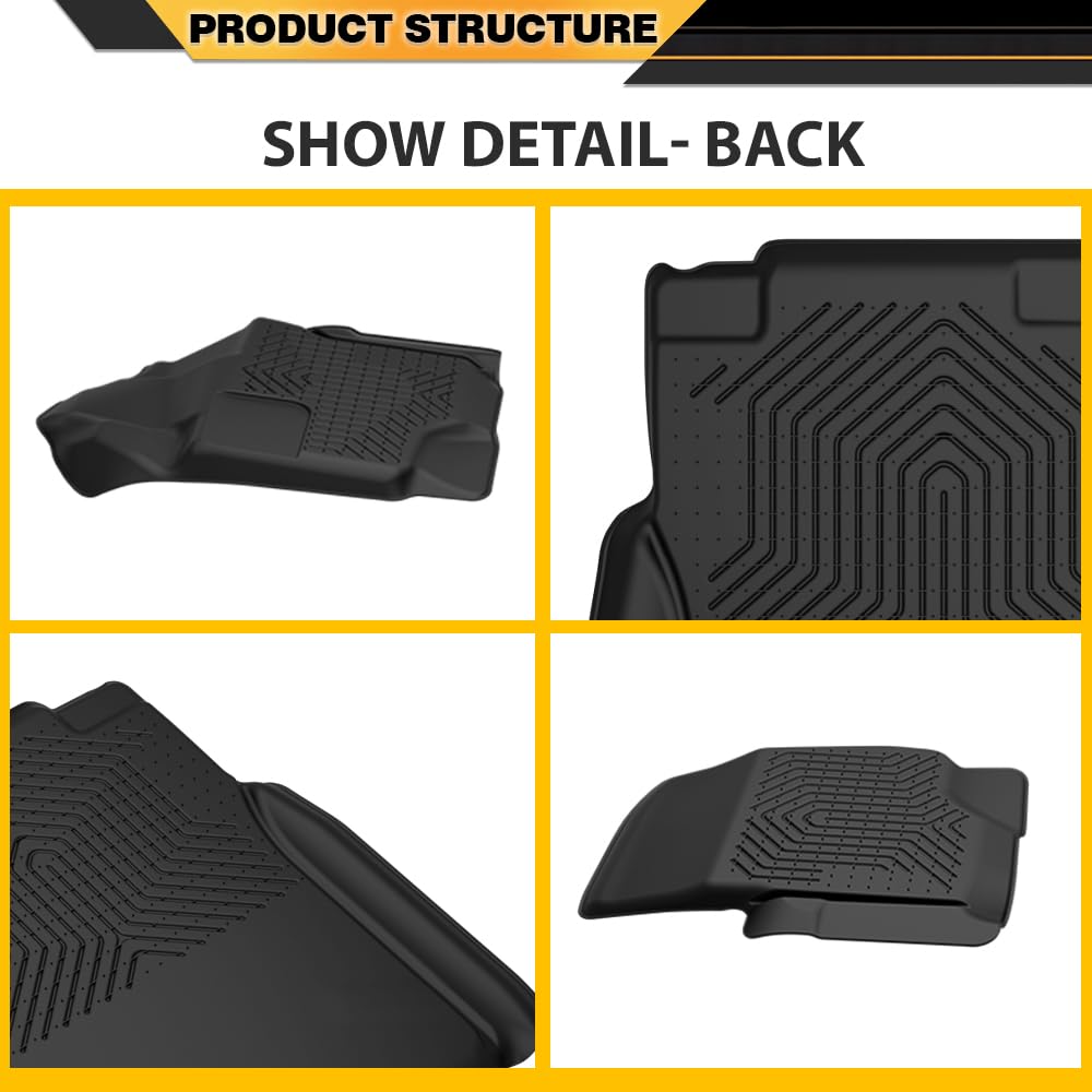 G-PLUS Cargo Liners,Compatible with 2015-2024 2025 Ford F150 Super Crew(Fit 22-24 Lightning Models),3PCS Black Non-Slip All Weather Full Cover Protection Floor Liners