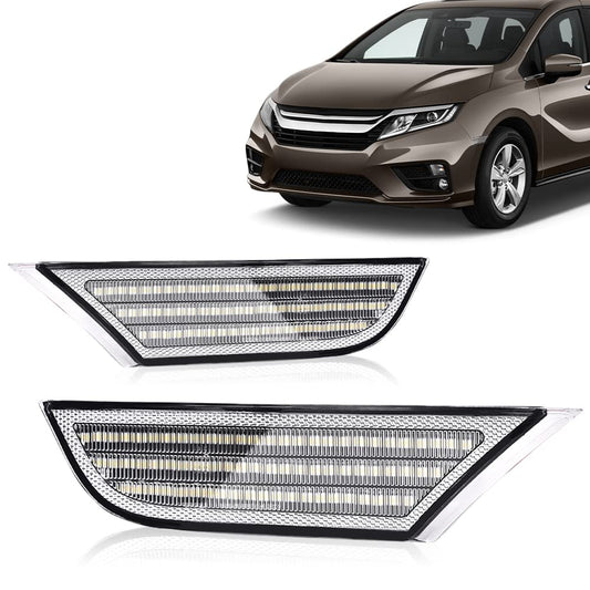 G-PLUS LED Sequential Signal Lamp Side Marker Lights Compatible with Honda Odyssey 2018 2019 2020 2021 2022 33800-THR-A01, 33850-THR-A01 Clear Lens