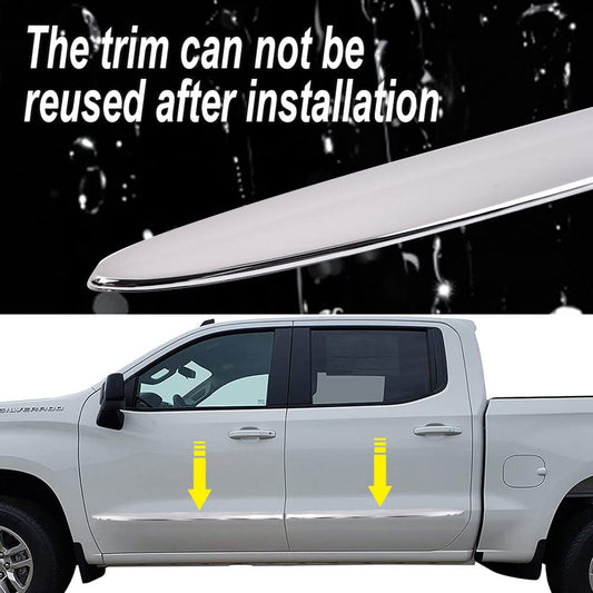 G-PLUS Body Side Moldings Trim 2" Compatible with 2019-2021 Chevy Silverado Crew Cab,Chrome Garnish,4pcs