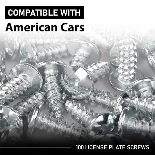 G-PLUS License Plate Screws Self Tapping Pan Head Compatible with Most Vehicles (100 Pkg)