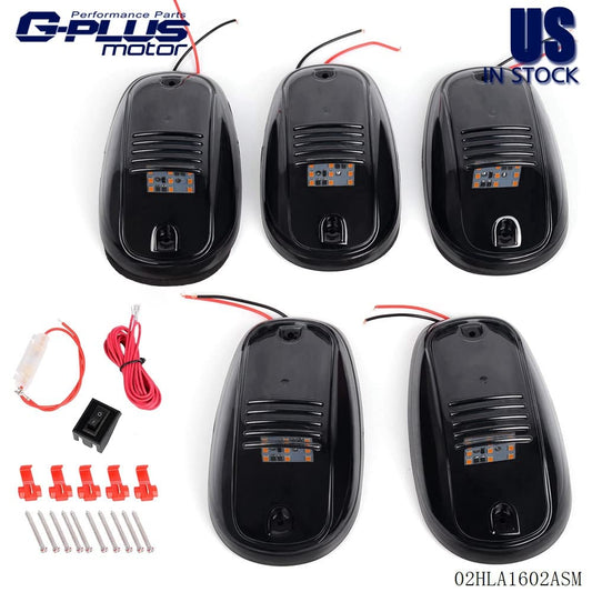G-PLUS Cab Roof Running Marker Lights Compatible With Most of 4x4 / Off-Road/SUV/Crossover/Jeep/RV/Pickup truck vehicle,LED Roof Smoke Lens Light,5 Piece