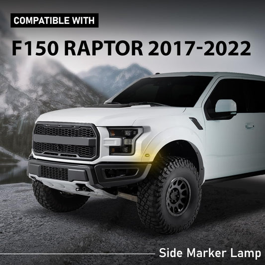 G-PLUS Front Daytime Running Side Marker Lamp, Compatible with Ford F150 Raptor 2017-2022, HL3Z-15442-B, HL3Z-15442-K