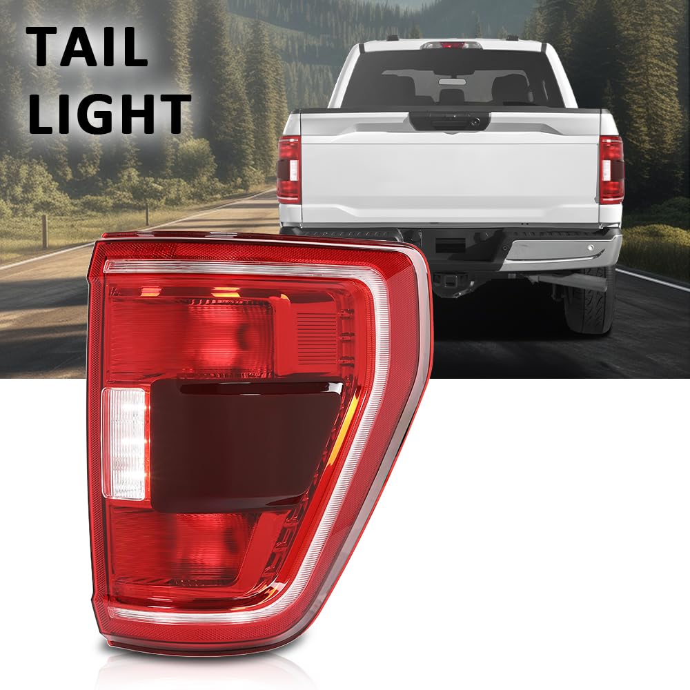 G-PLUS LED Tail Light Rear Brake Lamp Right Compatible with Ford F150 XLT 2021-2023 w/Blind Spot Fit for w/Factory Incandescent Model Red Lens Luces TraserasAssembly