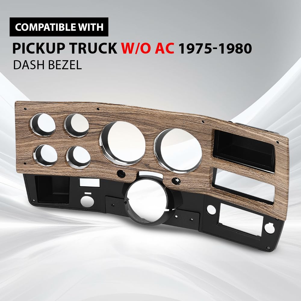 G-PLUS Dash Bezel Gauge Cluster Cover W/o AC Compatible with 1975 1976 1977 1978 1979 1980 Chevy GMC Pickup Truck W/o AC Black