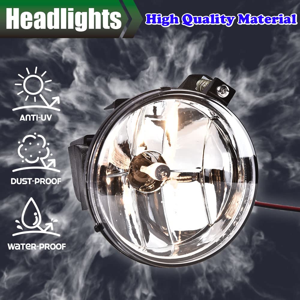G-PLUS Fog Light Set Assembly Compatible With 2001-2004 Dakota Pickup Truck SUV/2001-2003 Dodge Durango Clear Lens Front Bumper Fog Light Lamps w/Bulbs,Passenger side (Right)
