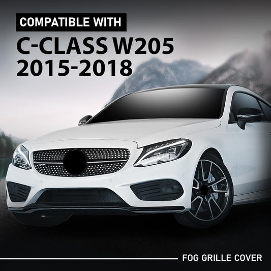 G-PLUS Front Bumper Fog Grille Cover Compatible with Benz C-Class W205 2015-2018,Fit Benz C300 (4Matic, Base) 2015-2018 2058854123, 2058854023
