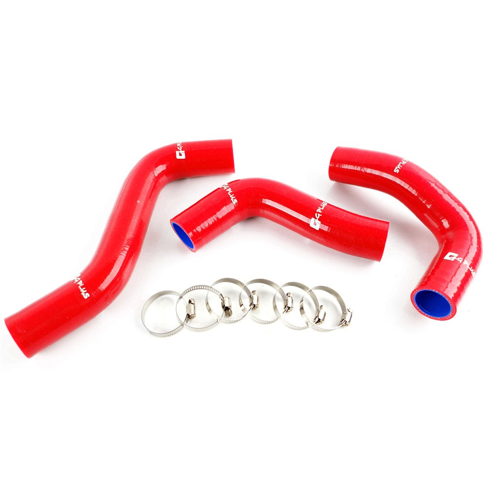 G-PLUS Silicone Radiator Hose Kit w/Clamps Compatible with Mazda MX5 MX-5 Miata NA6CE B6ZE 1.6L 1889-1993 (Red 3 PCS)