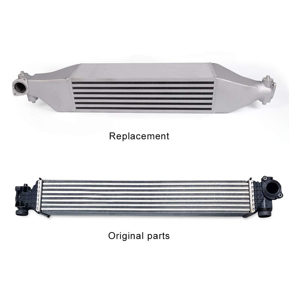 G-PLUS Front Mount Turbo Preformance Intercooler Compatible With 2016-2018 Honda Civic 1.5L +16HP Bolt On FMIC Upgrade Intercooler Replacement Silver