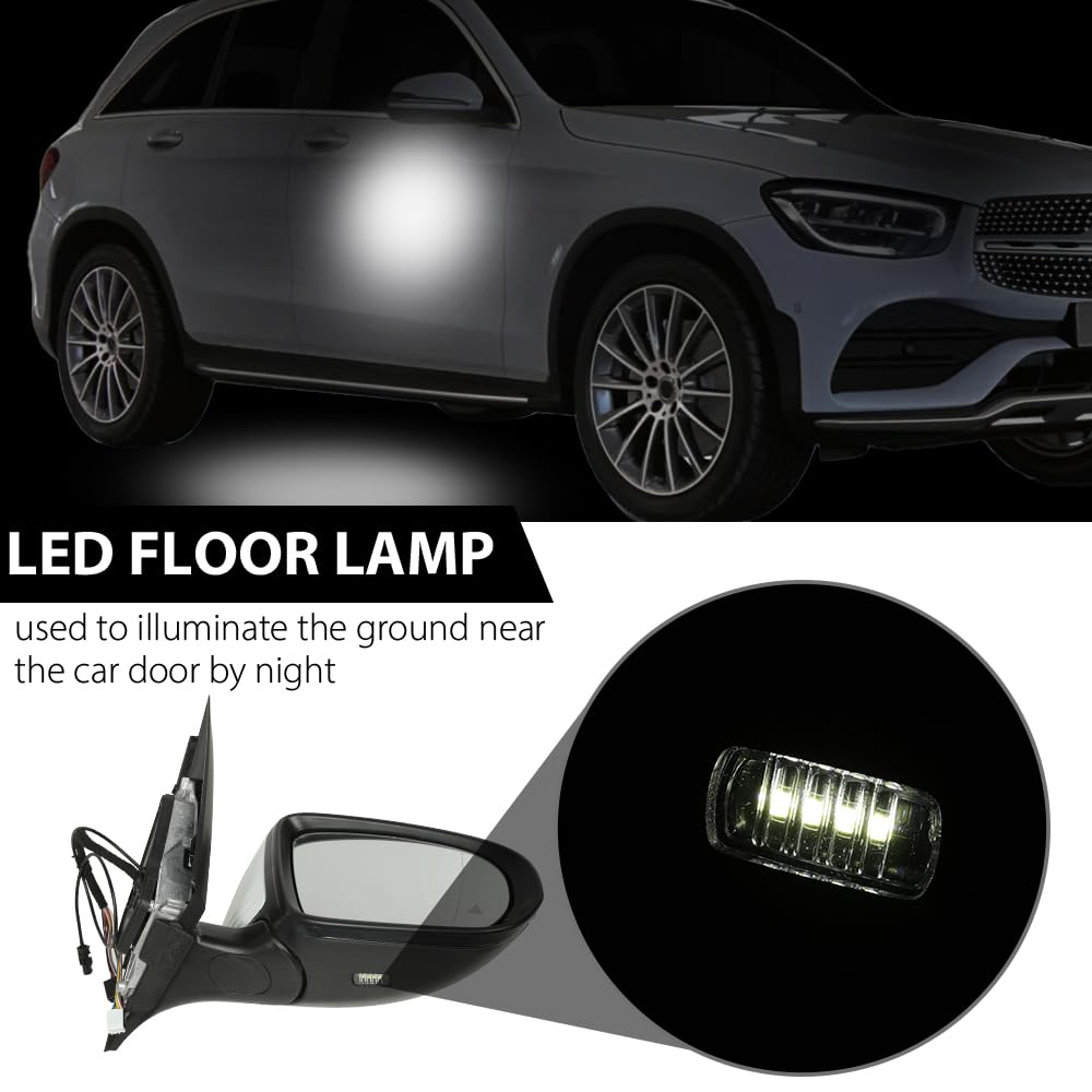 G-PLUS Rear View Mirror w/Blind Spot Right Passenger Side Compatible with Benz X253 Class GLC300 GLC350 2016-2021 2538101416 2538103500 White