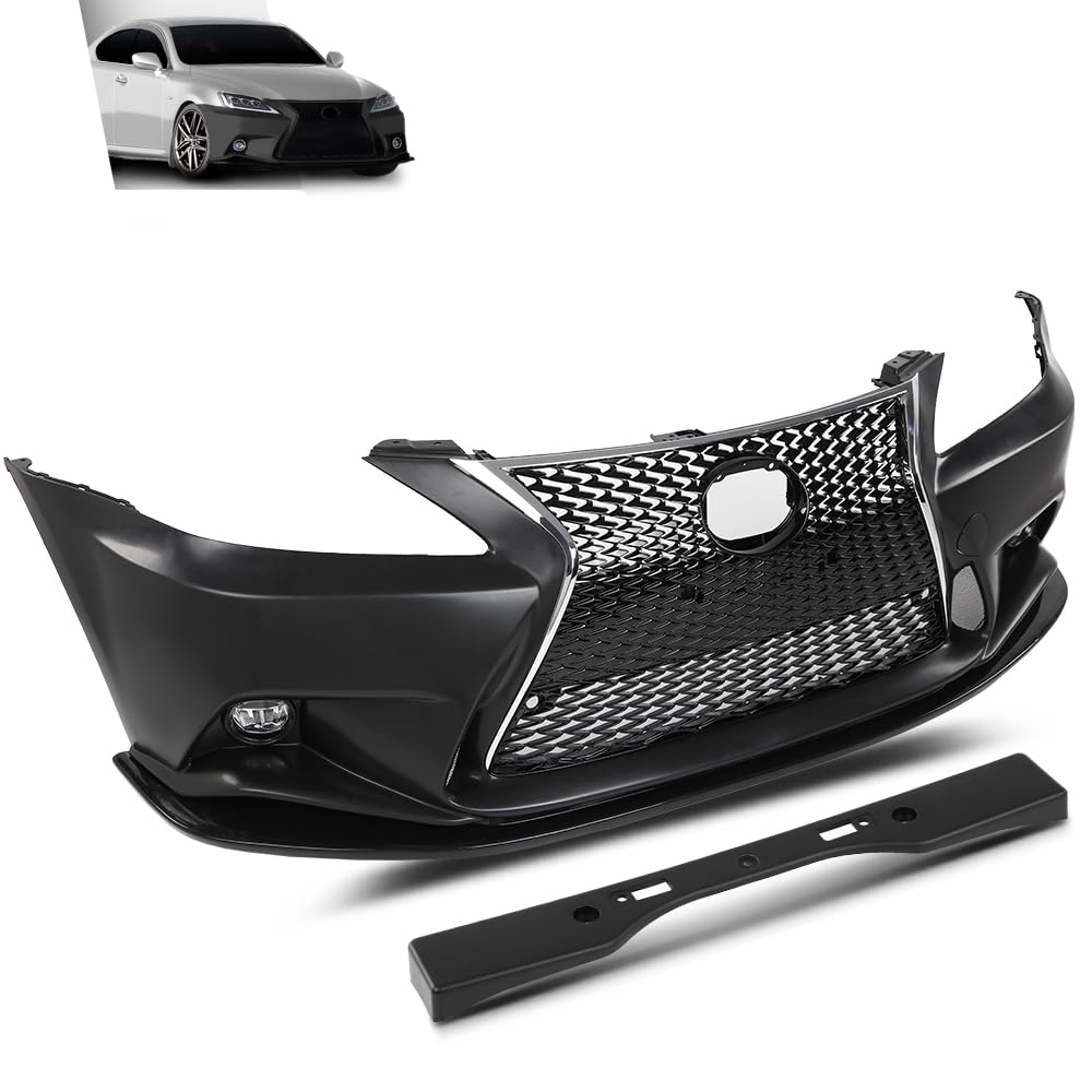 G-PLUS Black Lexus IS Front Bumper Kit + Lip + Plate (2006-2013 LX IS IS250 IS350 & 14+ F-Sport)