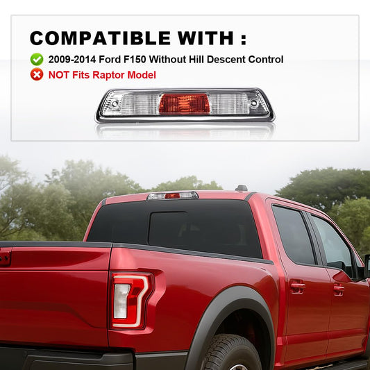 G-PLUS Third Brake Light for Ford F150 2009-2014 Clear Red Lens Cargo Lamp Front View