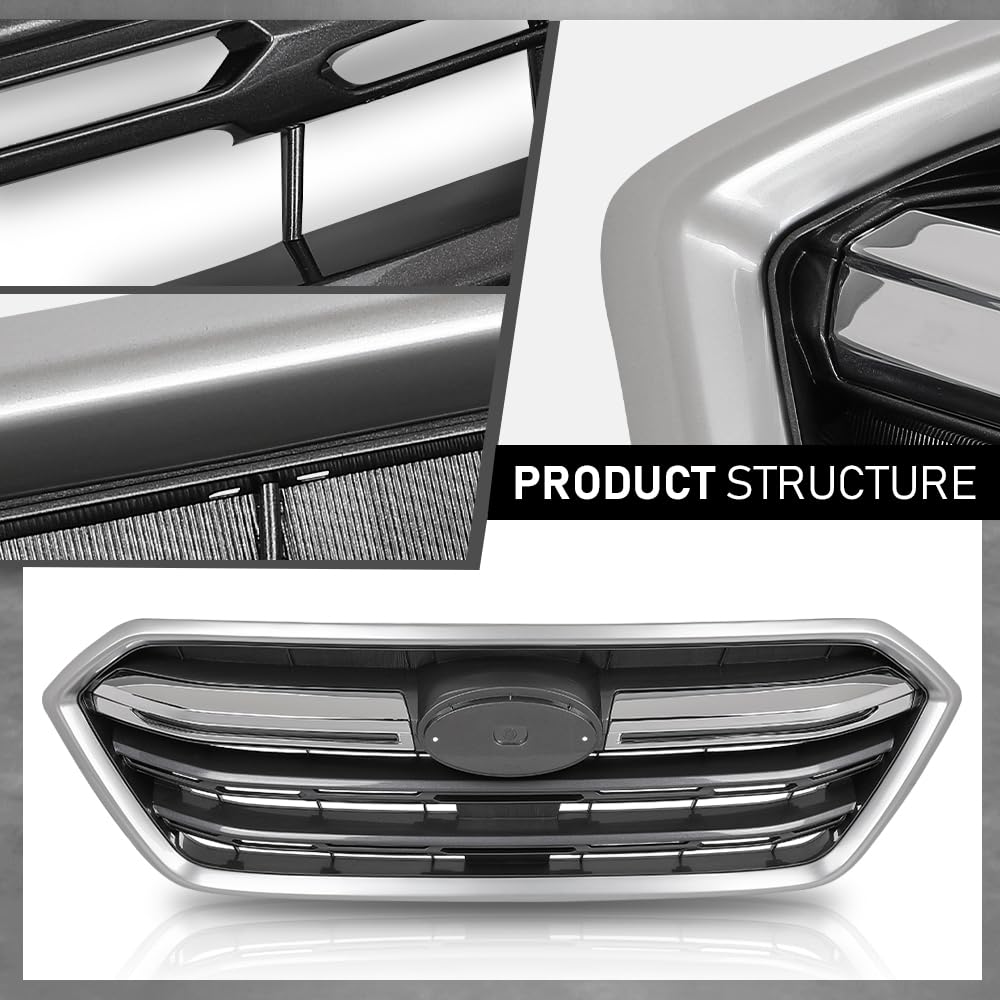 G-PLUS Front Replacement Grille Grill Chrome Compatible with Subaru Outback 2018-2019 91121AL16B, SU1200173