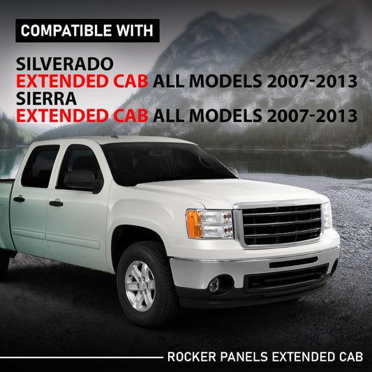 G-PLUS Rocker Panels Pair Compatible with Chevy Silverado GMC Sierra Extended Cab All Models 2007-2013