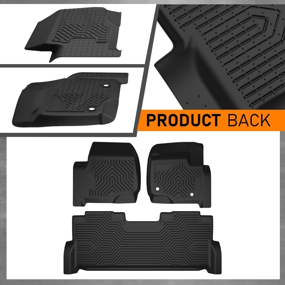 G-PLUS Floor Mats 3PCS,Compatible with Ford F250 F350 F450 F550 Super Duty Crew Cab 2017 2018 2019 2020 2021 2022 2023 2024,TPE All Weather Full Cover Protection 1st & 2nd Row Cargo Liners, Black
