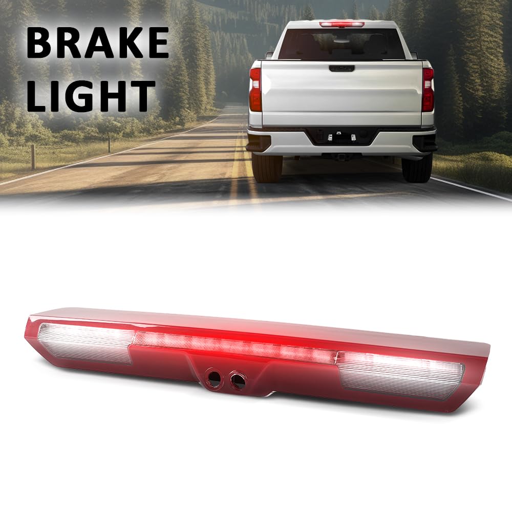G-PLUS LED 3rd Third Brake Light Compatible with Chevy Silverado/GMC Sierra 1500 2500 HD 3500 HD 2021 2022 2023, High Mount Cargo Lamp, Red Lens, 84929552