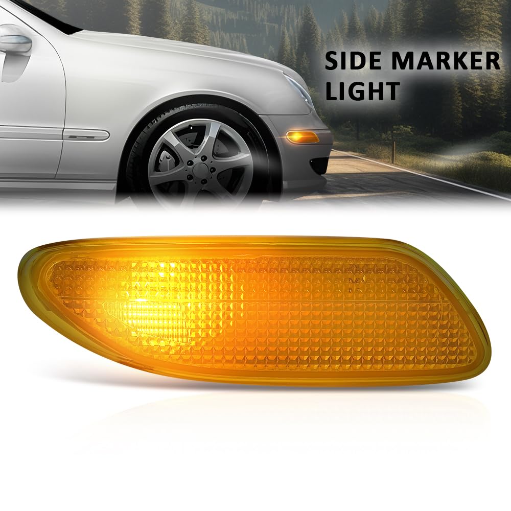 G-PLUS Front Bumper Marker Signal Light Passenger Side Compatible with Benz C Class C230 C320 2001-2005 2038200821, 203-820-08-21, MB2551102 Red