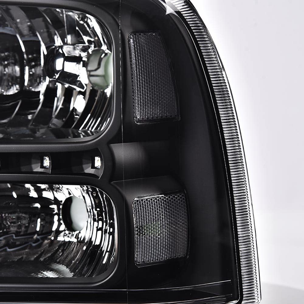 G-PLUS LED Headlights Assembly Compatible with Ford F250 F350 F450 F550 Super Duty 2005 2006 2007, Headlamps DRL BAR Point Style Clear Lens Black Housing Clear Reflector,faros delanteros