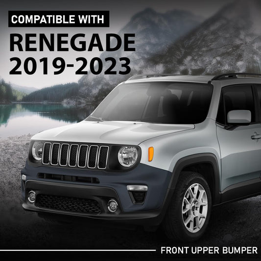 G-PLUS 1PC Front Upper Bumper Cover Compatible with Jeep Renegade Non Trailhawk 2019 2020 2021 2022, 6VM44TZZAA, CH1014136, Black