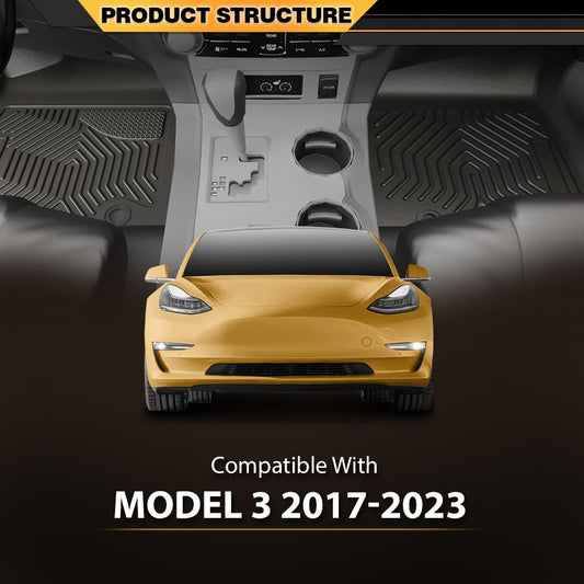 G-PLUS 4PCS Cargo Liners Fit Tesla Model 3 2017-2023,1st & 2nd & Truck Bed Mat,All Weather Car Floor Liners Black,Full Cover Protection Interior Accessories
