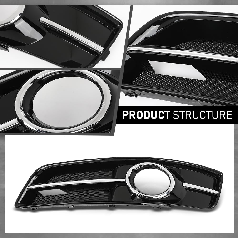 G-PLUS Front Fog Light Lamp Cover Grille Bezel Chrome Left+Right Compatible with Audi A3 2010-2013 8P0807681AA