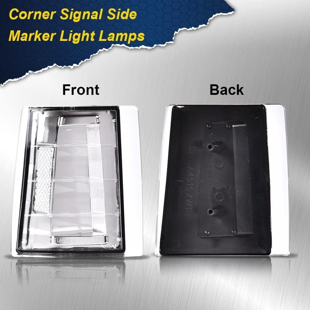 G-PLUS Corner Light Fit Chevy CK/C10 1500 2500 3500 2WD 1994-2000,(ONLY For Composite Headlights) Signal Side Marker Lamps Bumper Headlamps (Clear Lens Chrome Housing Clear Reflector),faros Assembly