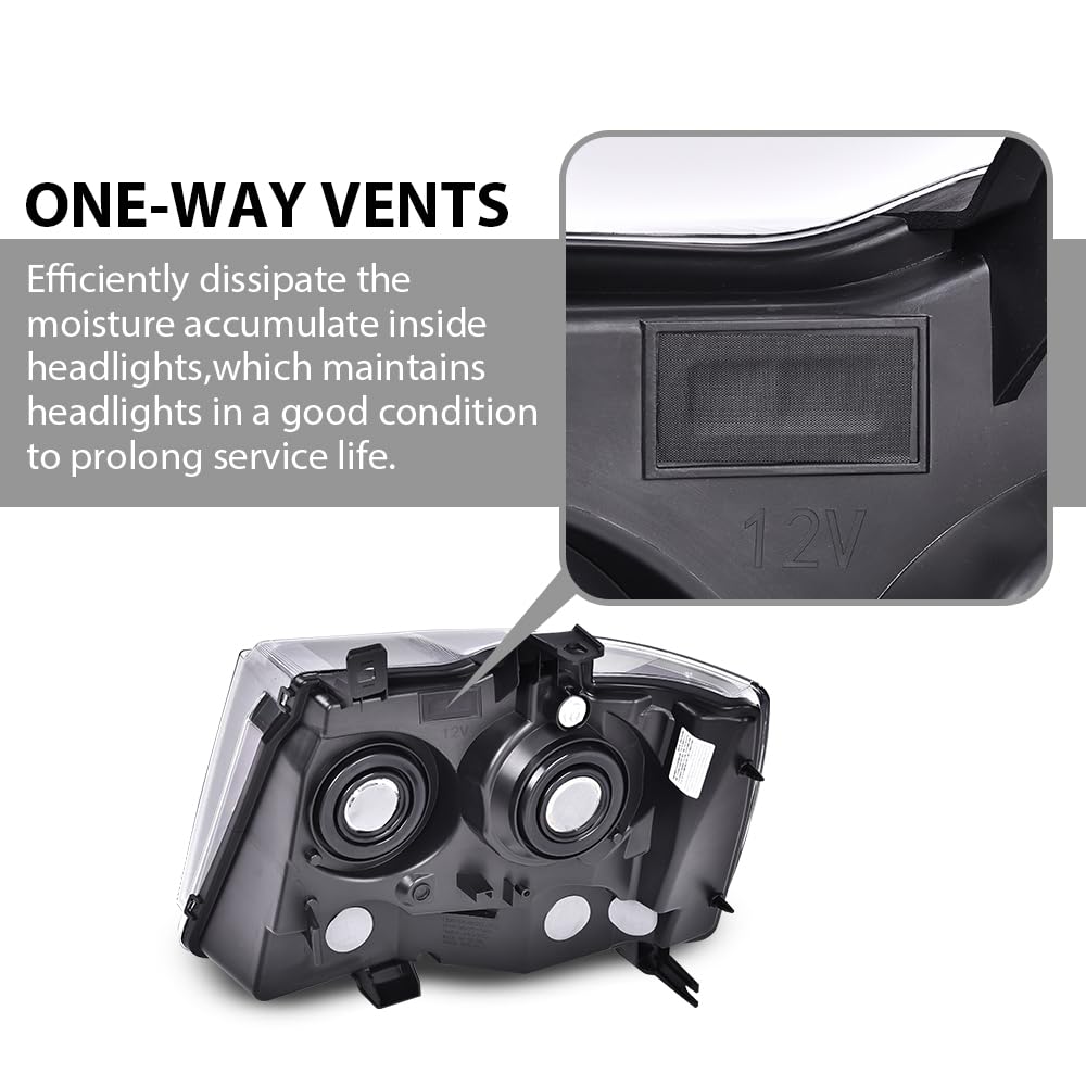 G-PLUS Headlights Assembly, Compatible with 2007-2014 Chevy Suburban/ 2007-2013 Tahoe Avalanche Bumper Headlamp Right, Clear Lens Black Housing Amber Reflector Bumper Headlamps