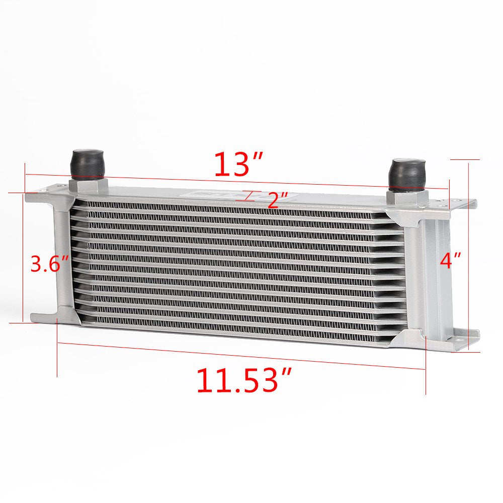 G-PLUS 13 Row AN10-10AN Universal Aluminum Engine Transmission Oil Cooler Silver