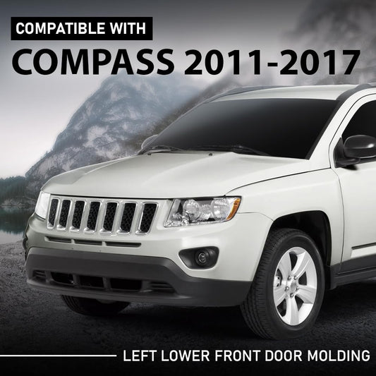 G-PLUS Left Lower Front Door Molding Compatible with Jeep Compass 2011-2017 Black 5182563AB