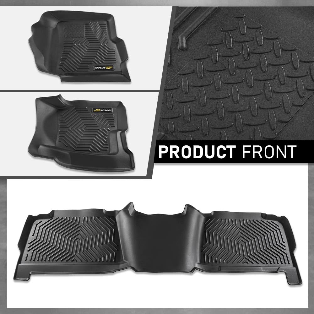 G-PLUS Floor Mats Compatible with Chevy Silverado GMC Sierra 1500 Crew Cab 1999-2006, All Weather Full Cover Protection 1st & 2nd Row TPE Floor Liners,Black
