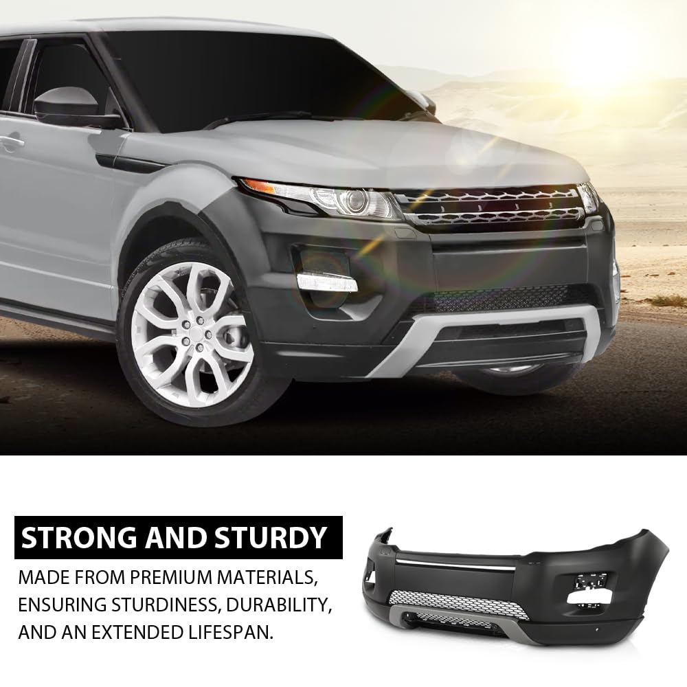 G-PLUS Front Bumper Cover Compatible with Rover Range Rover Evoque 2012-2015, w/o Camera Hole, w/Head Light Washer Holes, 101-59170C, RO1000141, LR072259, LR036137, LR064613, Black