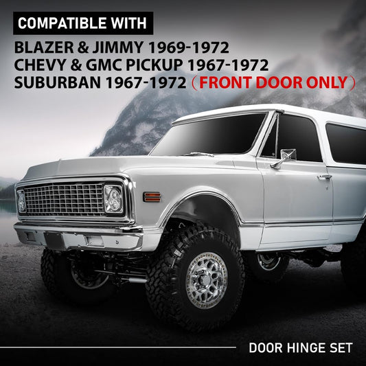 G-PLUS Door Hinge Set Compatible with Chevy & GMC Pickup 1967-1972,Fit Blazer & Jimmy 1969-1972,Fit Suburban 1967-1972 (Front Door only)