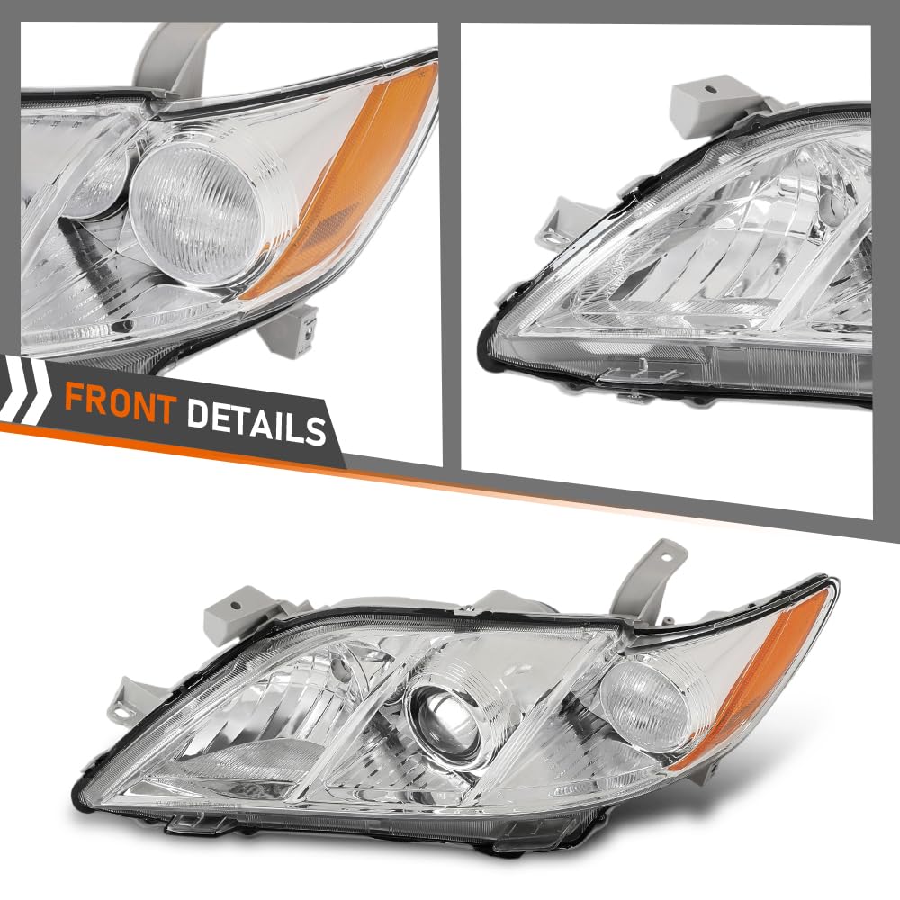 G-PLUS Headlight Assembly Front Headlamp Left Side Compatible with Toyota Camry 2007-2009 TO2502200, 20-6758-80, 20-6758-80-9, 206758801 OEM Fit Standard White