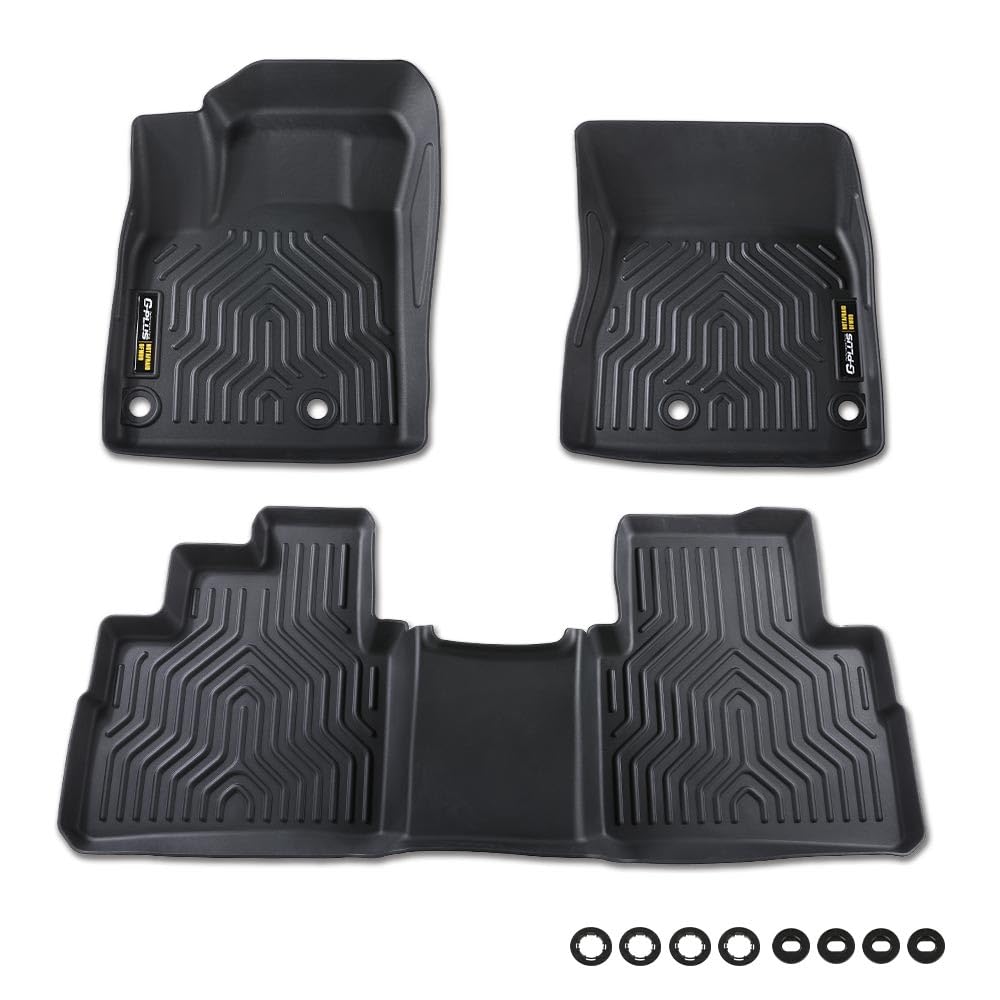 G-PLUS TPE Floor Mats Compatible with Nissan Rogue 2021-2024 2025(No Sport Models) 3PCS Car Mats 1st & 2nd Row All Weather Floor Liners Accessories Cargo Liner Black