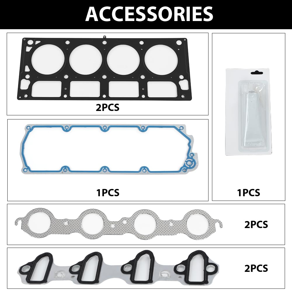 G-PLUS MLS Head Gasket Set Compatible with Chevy Colorado/Express/Silverado 1500/Tahoe 2008-2011,Fit GMC Canyon/Savana/Sierra/Yukon 2008-2011,Fit Hummer H3/H3T 2010 HS26190PT-4