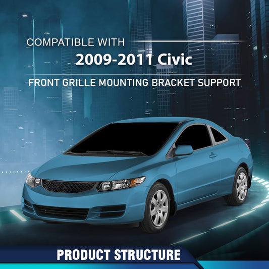 G-PLUS Front Grille Mounting Support Bracket Compatible with Honda Civic Coupe 2009-2011 Left and Right Pair 71124SVAA50 71129SVAA50 HO1207107, HO1207108