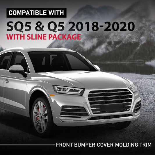 G-PLUS Front Bumper Cover Molding Trim Insert Impact Strip, Compatible with Audi SQ5 & Q5 W/SLine Package Only 2018-2020, 80A807107DGRU, AU0807107