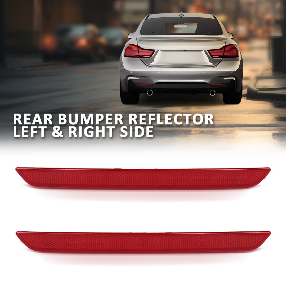G-PLUS Pair Rear Bumper Reflector, Compatible with BMW 4-Series 428i 430i 435i 440i 2014-2020 with M Package, LH Driver & RH Passenger 2PCS, BM1184107, BM1185107