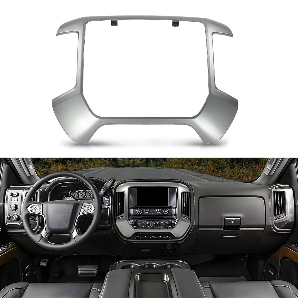 G-PLUS Dash Center Control Bezel Panel Compatible with Chevy Silverado 1500/ GMC Sierra 1500 2014-2019, Fit Chevy Silverado 2500HD 3500HD/ GMC Sierra 2500HD 3500HD 2014-2020 23136581