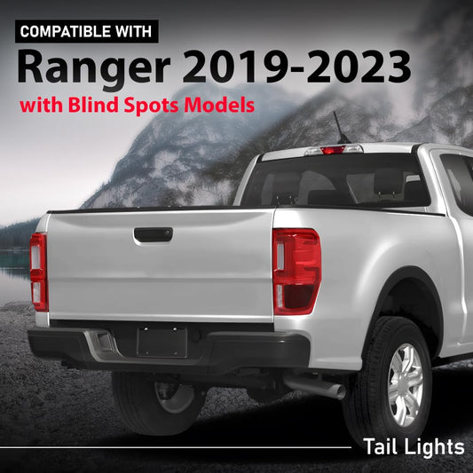 G-PLUS LED Tail Light Assembly Rear Brake Lamp w/Wiring Harness Left and Right Compatible with Ford Ranger 2019-2023 with Blind Spots Models Red Lens KB3Z-13405-G Faros Traseros Luces Traseras
