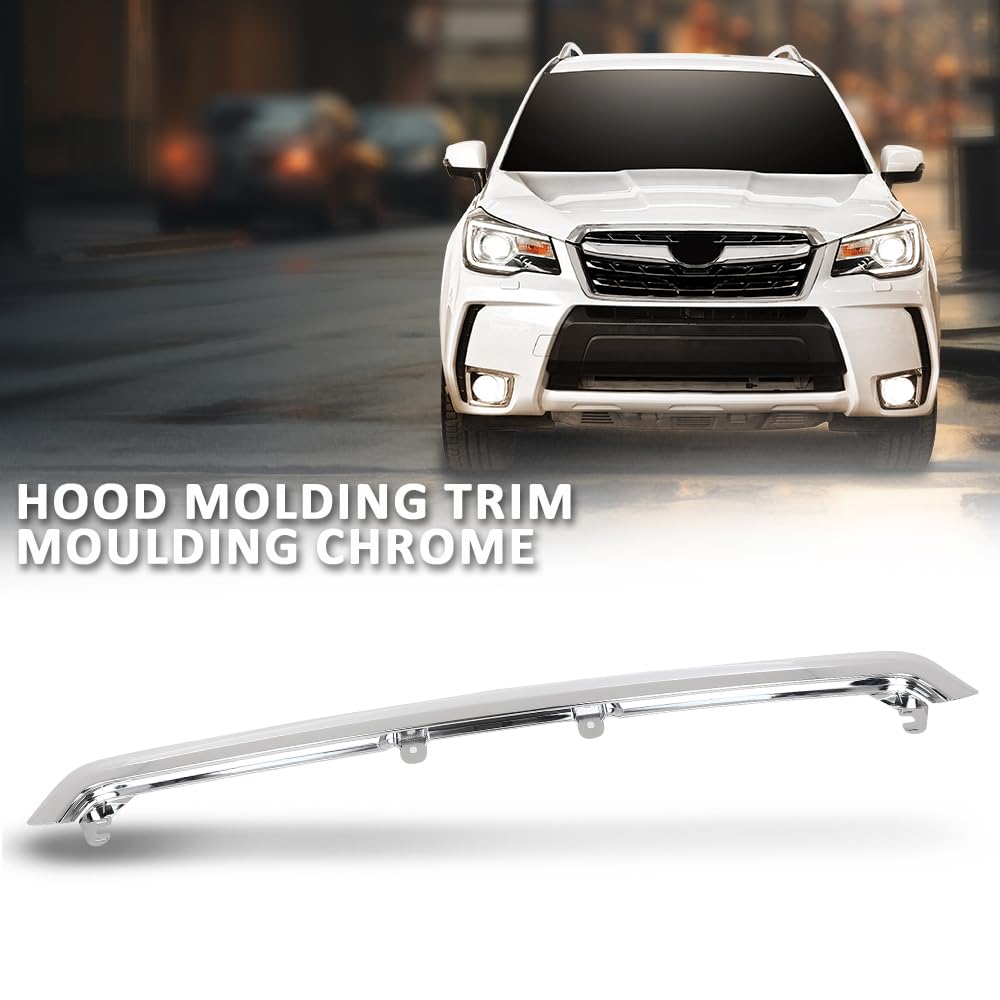 G-PLUS Hood Molding Trim Moulding Chrome Compatible with Subaru Forester 2014 2015 2016 14 15 16 91121SG011, SU1235100