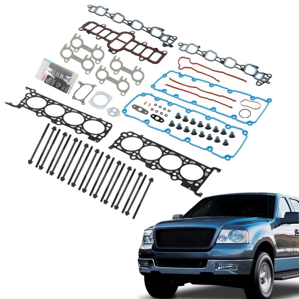 G-PLUS Head Gasket Set Bolts Compatible with Ford F150 F250 F350 Super Duty 2000-2004/Ford E150 E250 E350 E450 2000-2003,Fit Ford Expedition Excursion 2000-2005 HS9790PT-15, ES72798